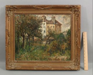 Antique Signed Levitz Impressionist American Landscape & Mansion Oil Painting Nr