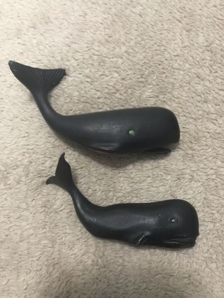 Vintage,  Antique Cast Iron Set Of Whale Figurines
