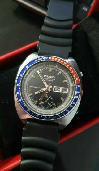Vintage Seiko 6139 - 6002 Pogue Day Date Chronograph Automatic S.  S Mans Watch