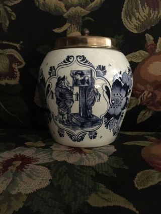 Vintage Delft Tobacco Jar/humidor " Van Rossem 