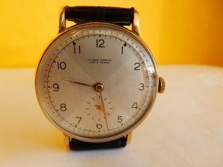 Mens Vintage Ulysse Nardin Wrist Watch Two Tone Dial Locle Suisse Leather Strap