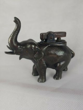 1960’s Antique Metal Elephant Ruby Table Cigarette Lighter 2