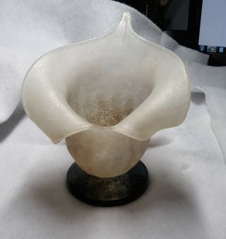 Rare Vintage Sarreid Limited Art Glass Vase Peace Lily Metal Base Numbered Italy