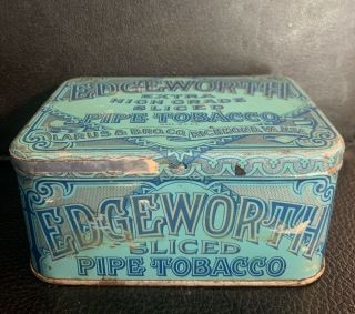 Vintage Edgeworth Pipe Tobacco Blue Tin Can Larus Richmond Virginia Va