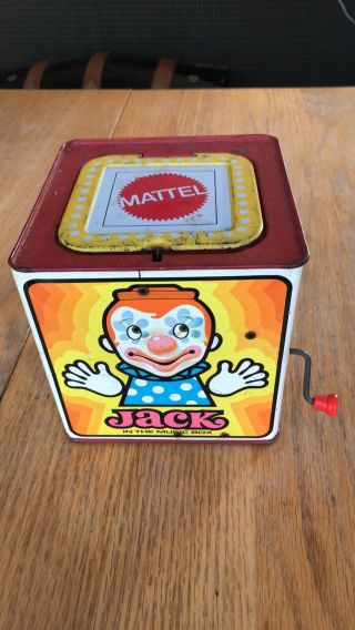 Vintage 1971 Mattel Jack In The Box Tin Toy -