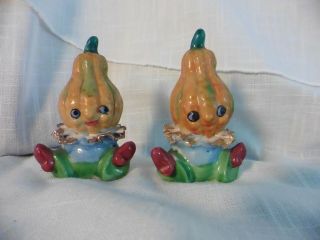 Vintage Anthropomorphic Baby Squash Heads Salt And Pepper Shakers Japan