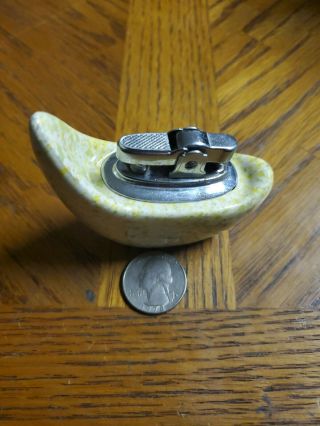 Workin Wick Vintage Art Deco Ceramic Yellow Green Speckled Table Top Lighter