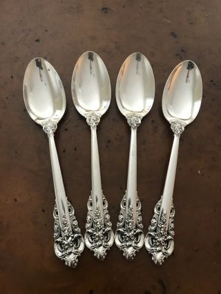 Heavy Wallace Sterling Silver Grande Baroque Flatware 4 Place Soup Spoons 50 G