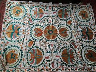 Stunning Large Vintage Hand Embroidered Wall Hanging With Loops 64 " X 48 "