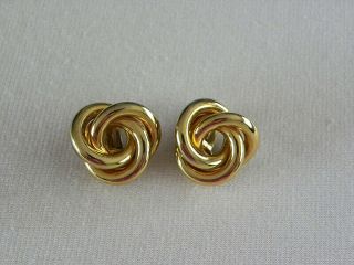 Vintage Christian Dior Germany Clip On Earrings Gold Tone Twist Knot Design