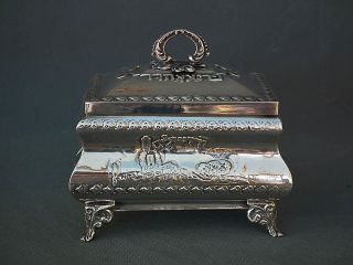 Semi Antique Solid Sterling Silver Gold Gilt Jewish Etrog Box Citron Box