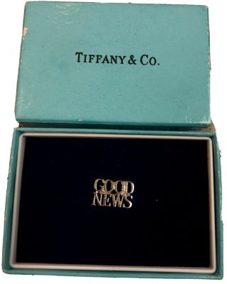 Tiffany & Co Vintage Sterling Silver Lapel Pin Or Tie Tack Good News With Note