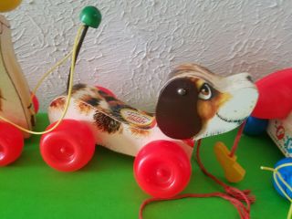3 Pc Vintage Fisher Price Wood Pull Toys - Chatter Phone,  Seal,  Little Snoopy 3
