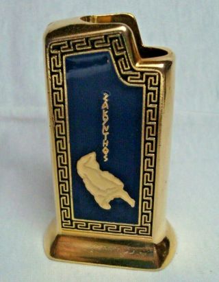 Greece Zakynthos Zante Rare Enameled Metal Table Case/holder For Bic Lighter 34
