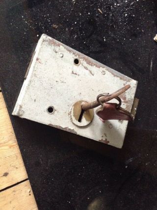 Vintage Old Fashioned Door Lock And Key Industrial Salvage / Decor Prop