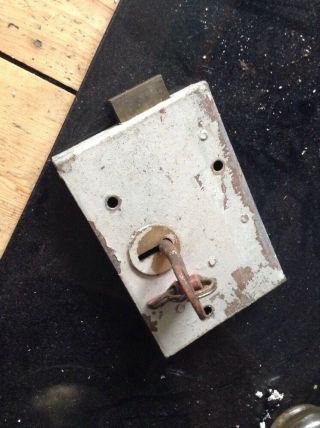 Vintage Old Fashioned Door Lock And Key Industrial Salvage / Decor Prop 2