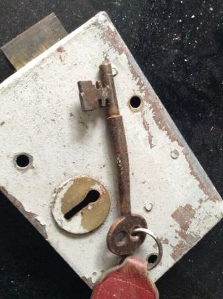 Vintage Old Fashioned Door Lock And Key Industrial Salvage / Decor Prop 3