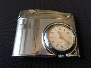 Vintage Windsor Pocket Lighter With Watch Clock - Satellite