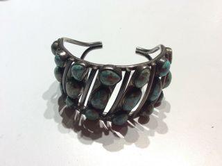 Antique Old Pawn Navajo Heavy Silver and turquoise cuff / bracelet 2
