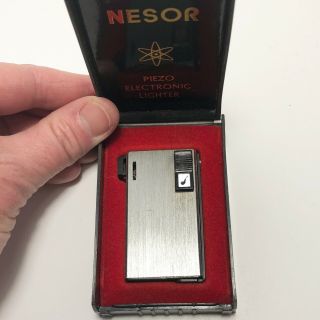 Nesor Vintage Butane Pipe Cigar Lighter Nib Instructions & Case Piezo