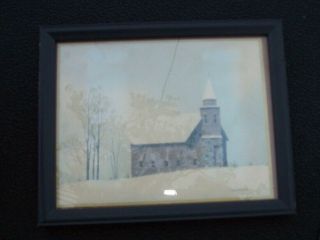 Vintage Framed Matte Art Print Rural Church in Snow Jim Harrison Christmas Gift 2