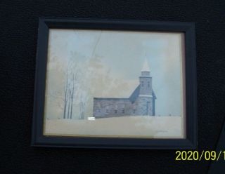 Vintage Framed Matte Art Print Rural Church in Snow Jim Harrison Christmas Gift 3