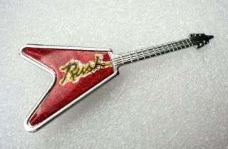 Vintage Rush 2112 Rock Pin Badge Lee Lifeson Peart Flying V Guitar