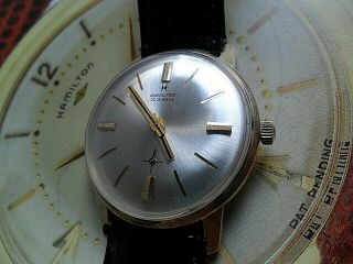 14k Gold Vintage Men ' s 1960 ' s Hamilton Swiss 22 Jewel Mechanical Watch 2