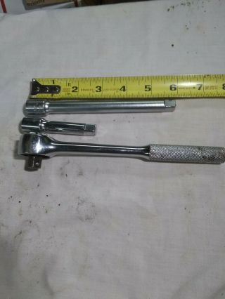 Vintage Tool Challenger 1260 3/8 " Dr.  Ratchet 7 1/4 " Long Usa 6 " Ext.  & 3 " Ext.