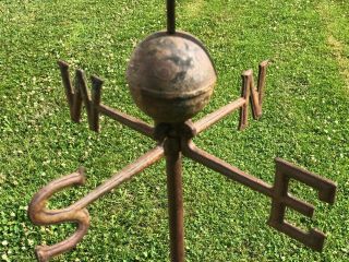 Antique Chicken Rooster Weathervane w/Arrow & Iron Ball & Directionals - OLD 3