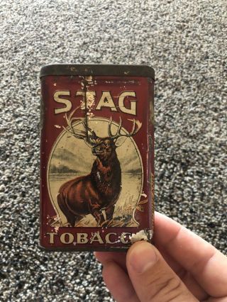 Vintage Stag Tobacco Pipe Cigarettes Cigar Deer Tin Can P Lorillard Jersey