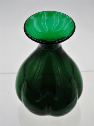 Vintage Blenko Hand Blown Glass Bud Vase - 928 - Emerald 2