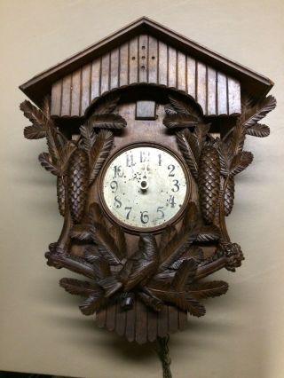 Unique And Unusual Antique Black Forest Cuckoo Clock Impressively Carved Piece