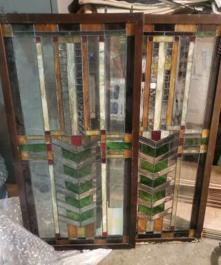 2 Antique / Vintage Stained Glass Windows That Hang