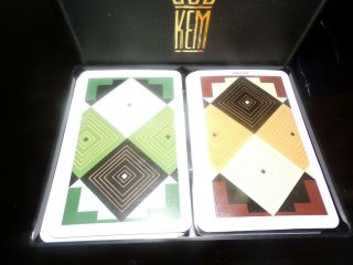 Vintage April 1962 Kem " Decor " Design Double Deck Playing Cards W/case Complete