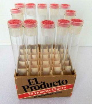 Vintage El Producto Queens Cigar Display With 12 Glass Tubes