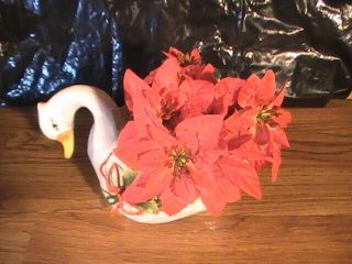 Vintage Christmas Swan Planter N.  Capodimonte Made In Italy