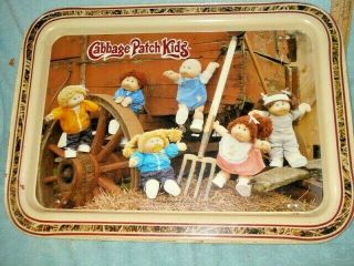 Vintage 1980s Cabbage Patch Kids Metal Tv Tray With Folding Legs