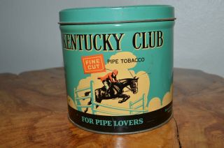 Vintage Kentucky Club Fine Cut Pipe Tobacco Round Metal Tin Penn Tobacco Pa