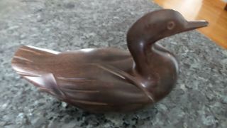 Incredibly Detailed Vintage Hand Carved Wood Duck From Bermuda