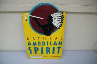 Natural American Spirit Cigarette Tobacco Metal Tin Sign Yellow 12 " X 19 " Indian