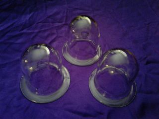 3 SMALL VINTAGE CLEAR GLASS CLOCHE GROWING DISPLAY DOMES 3