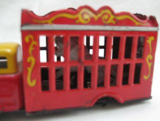 Vintage Tin Friction Toy Circus Truck w/ Lion Japan Line Mar 2