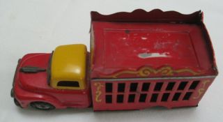 Vintage Tin Friction Toy Circus Truck w/ Lion Japan Line Mar 3