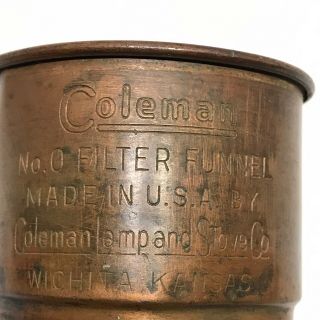 Vintage Coleman Copper No.  0 Filter Funnel Wichita Kansas