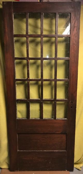 Antique Arts & Crafts Wood Exterior French Entry Door /w 20 Glass Panes 34x82