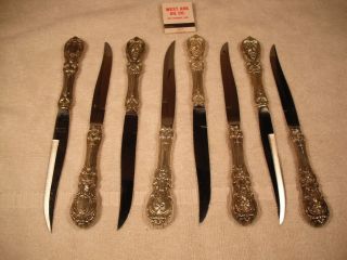 8 Very Fine Sterling Steak Knives In The Reed & Barton " Francis 1 " Pattern