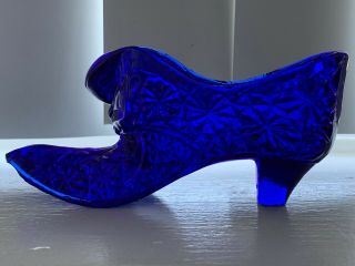 Vintage Fenton Hand Blown Art Glass Cobalt Blue Shoe Figurine