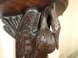 Large Antique Black Forest Carved Heron W Fish Wall Bracket Just