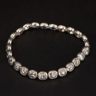 Vtg Sterling Silver - Diamond Cut Starburst Link 7.  25 " Bracelet - 17.  5g
